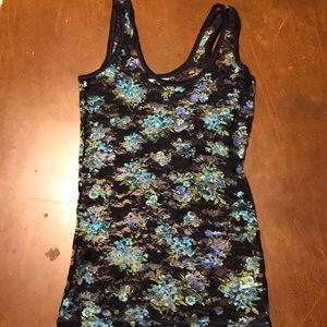 Floral See-Through Tank Top